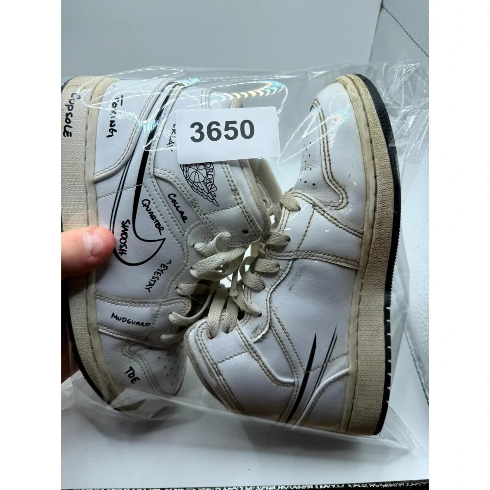 Nike Air Jordan 1 Mid GS Schematic DQ1864-100 Kid 4.5 Sneaker White Leather Shoe